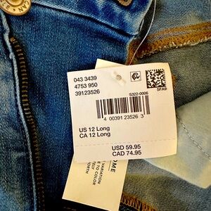 American Eagle Forever Soft Skinny Jeans Womens 12 long Blue Medium Wash Denim